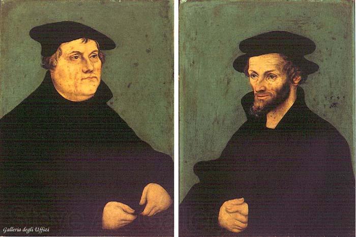 CRANACH, Lucas the Elder Portraits of Martin Luther and Philipp Melanchthon y